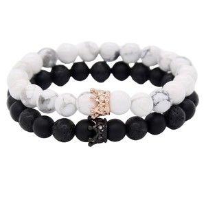 Natural Stone Crown King Queen Beads His and Hers Couple 8mm